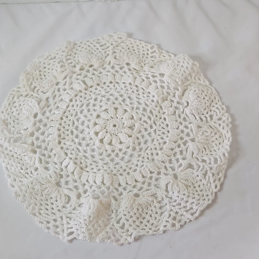 Handmade Crochet Lace Doily Table Mat Mandala Organic Cotton Vintage Decor